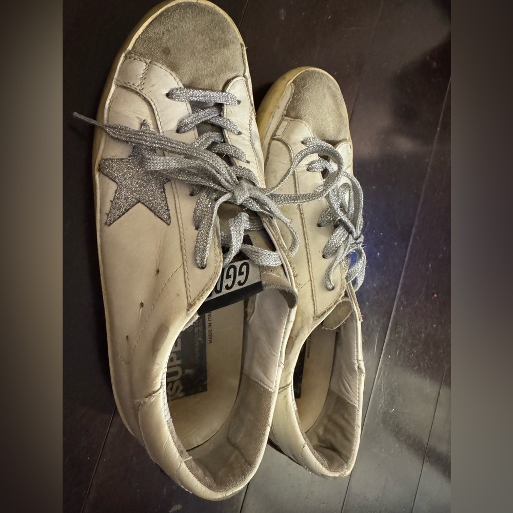 Golden goose white and black superstar sneakers sz 40
